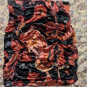 Free people ruched Velvet mini skirt